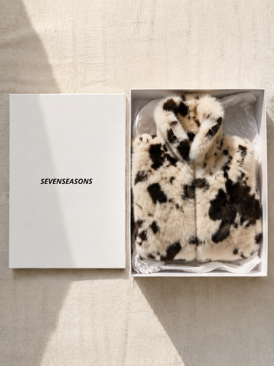 Faux Fur Jacket - Cow Print