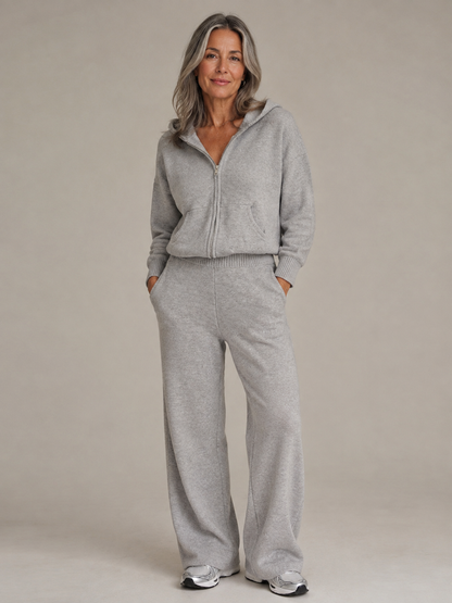Hooded Knit Tracksuit - Grey
