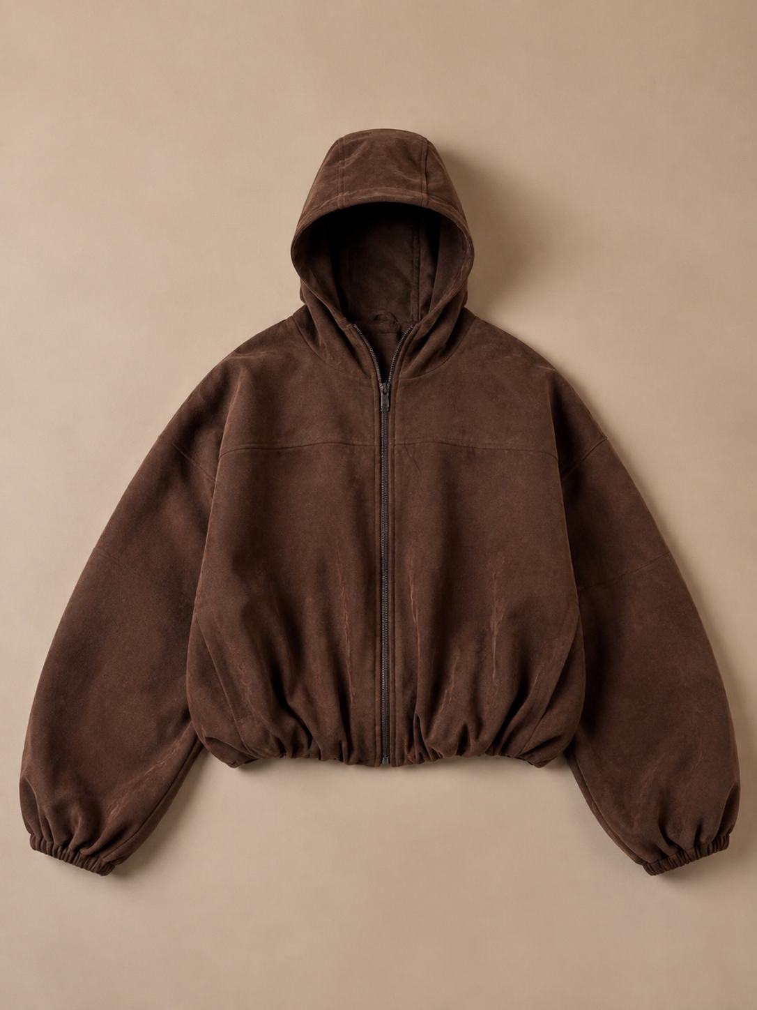 Suede Style Oversized Jacket - Chocolate