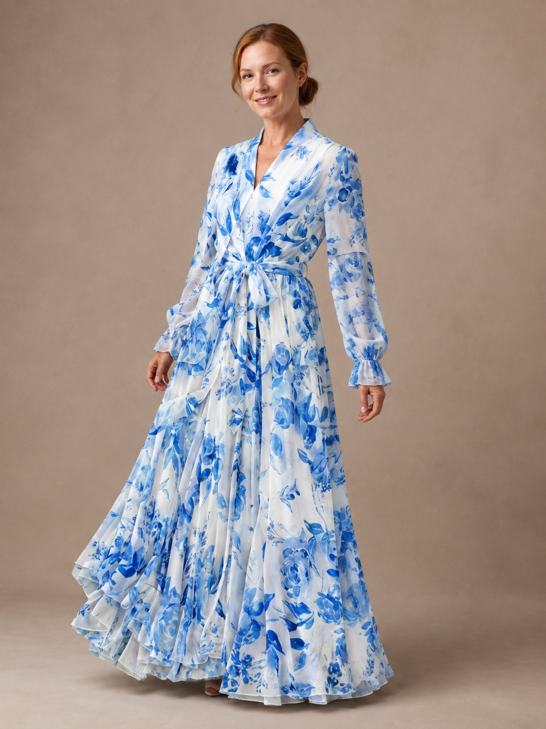 Lillian | Floral Long Sleeve Wrap Maxi Dress
