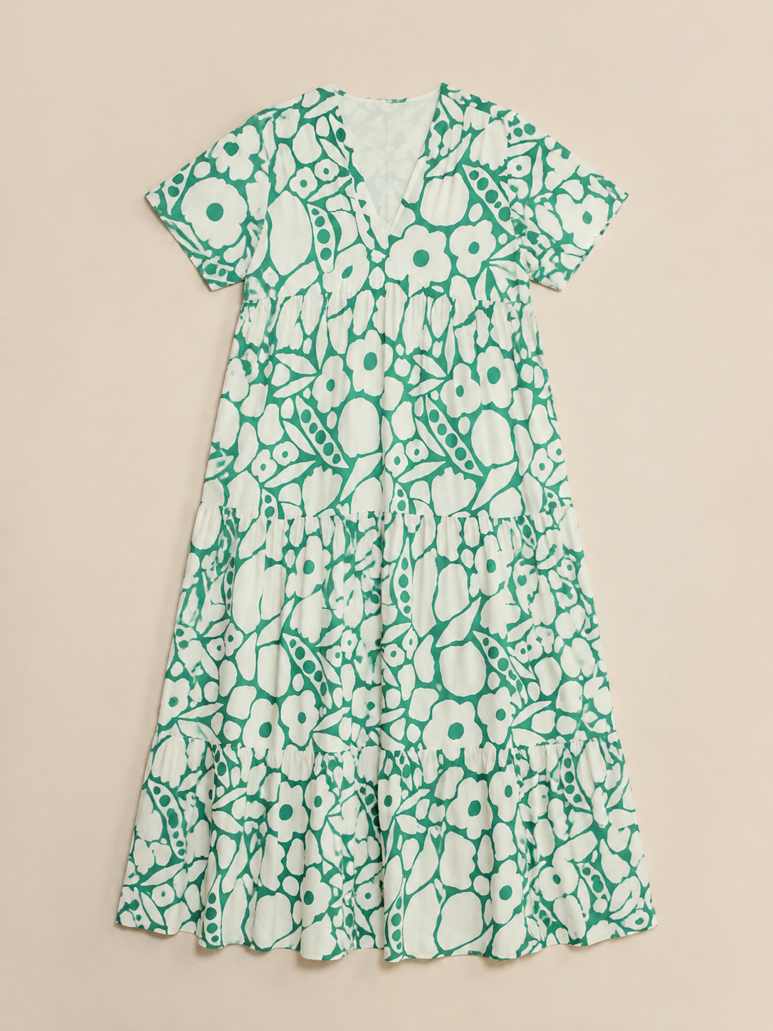 Zuleika | Short Sleeve V Neck Floral Midi Dress