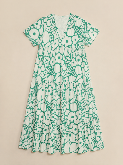 Zuleika | Short Sleeve V Neck Floral Midi Dress