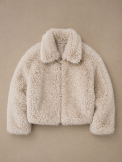 Faux Fur Jacket - Sand