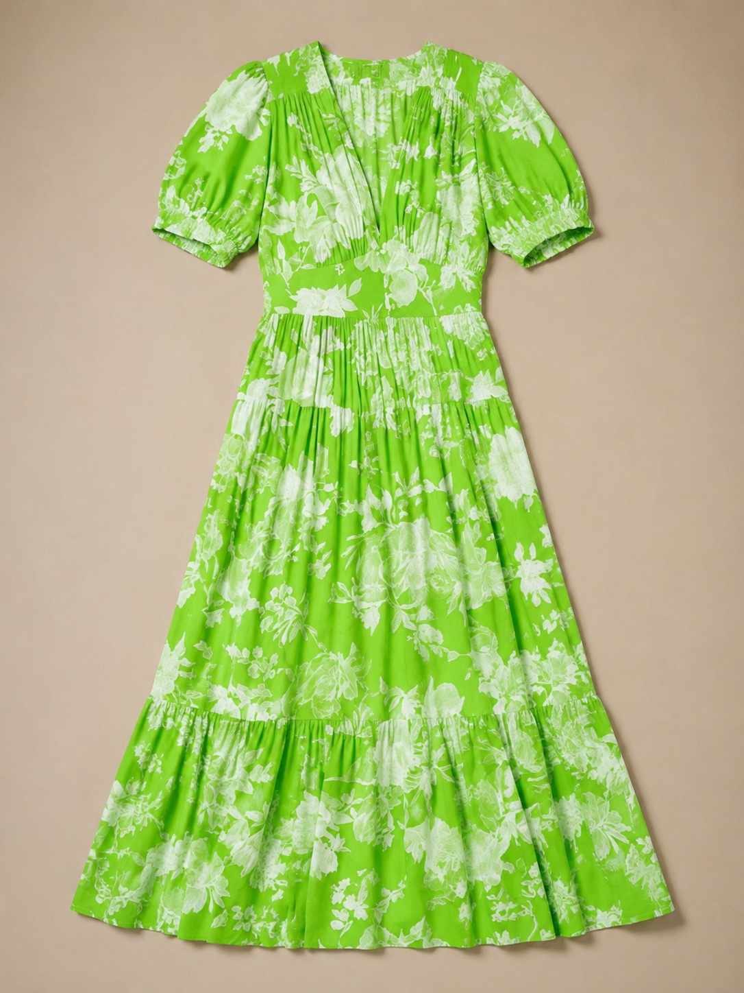 Ione | Short Sleeve V Neck Floral Midi Dress