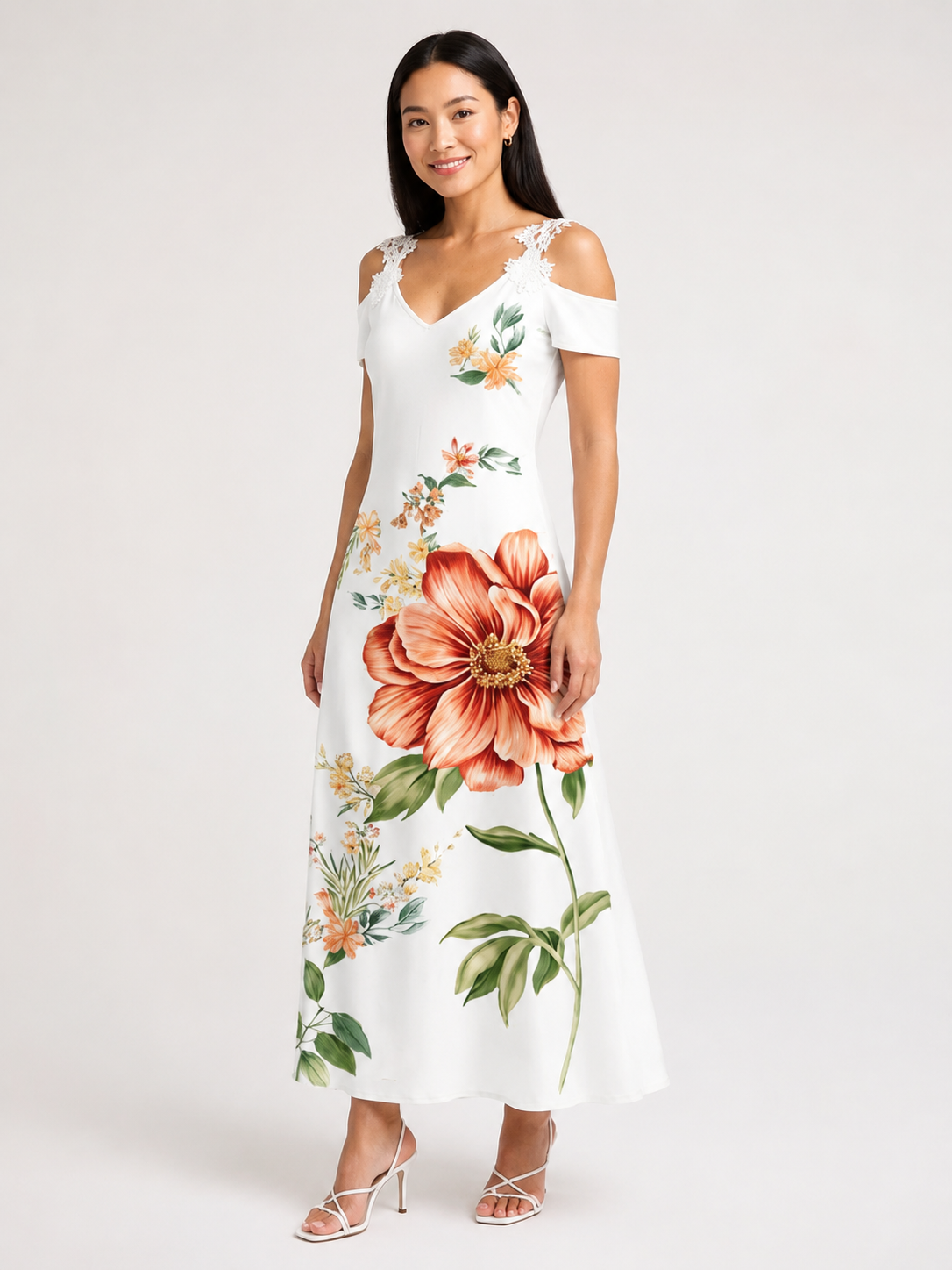 Camila | Floral Off-Shoulder A-Line Midi Dress