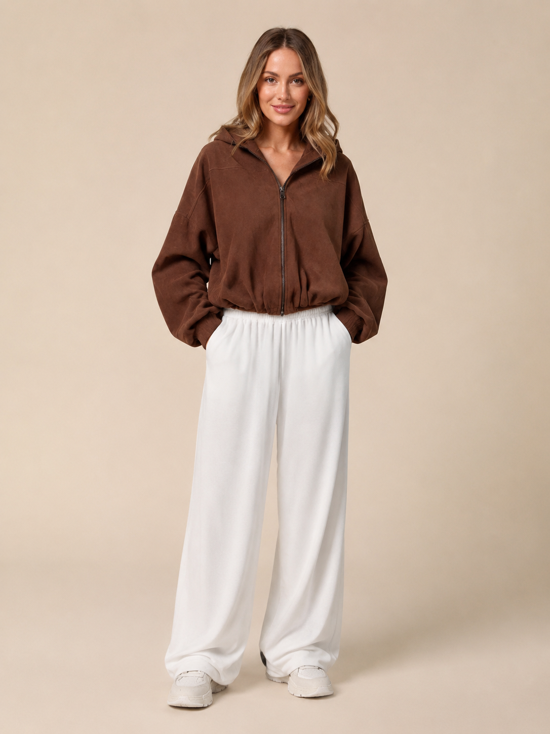 Suede Style Oversized Jacket - Chocolate