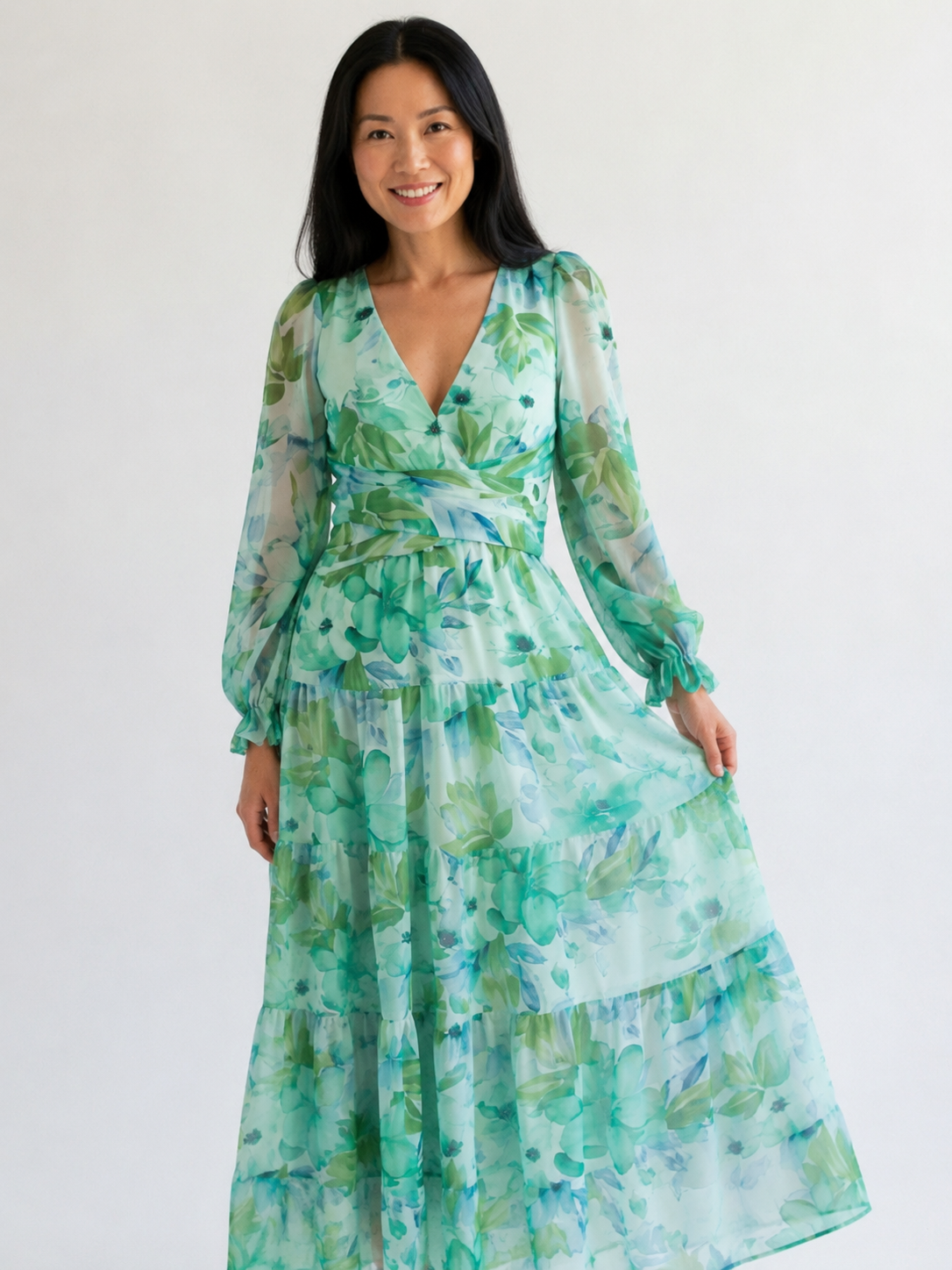Althea | Long Sleeve Floral Maxi Dress