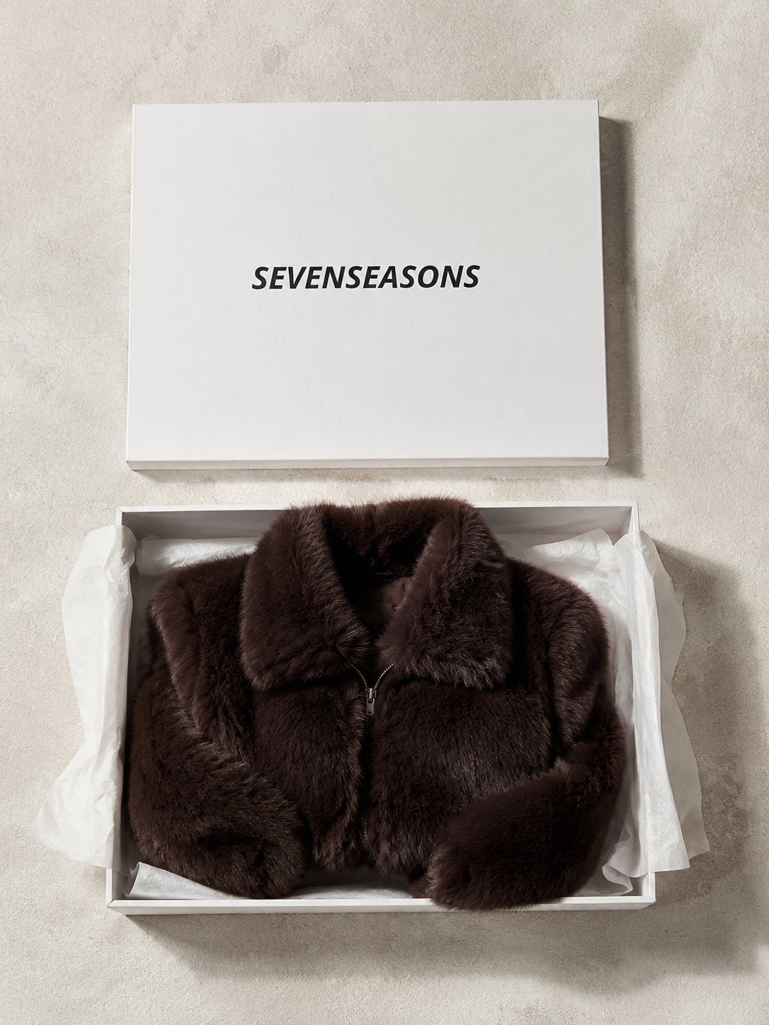 Faux Fur Jacket - Brown