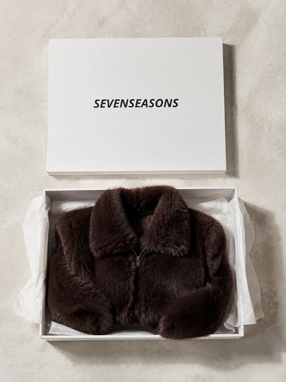 Faux Fur Jacket - Brown