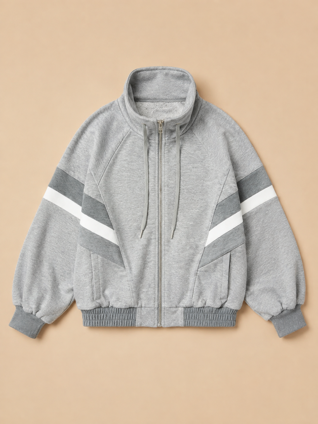 Contrast Funnel Neck Jacket - Grey
