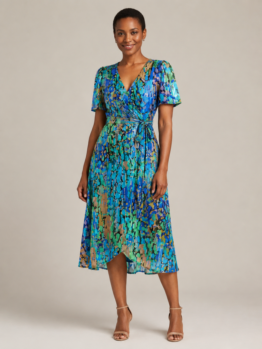 Zafrina | Abstract Pattern Midi Dress