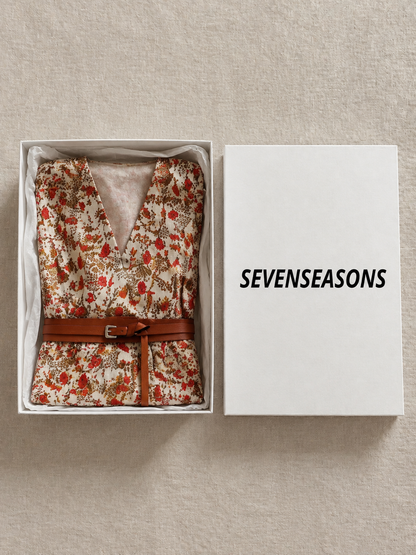 Lyra | Elegant Floral V-Neck Midi Dress