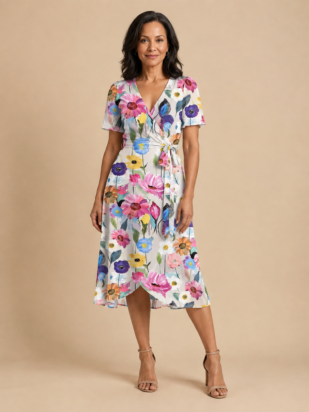Zafrina | Abstract Pattern Midi Dress