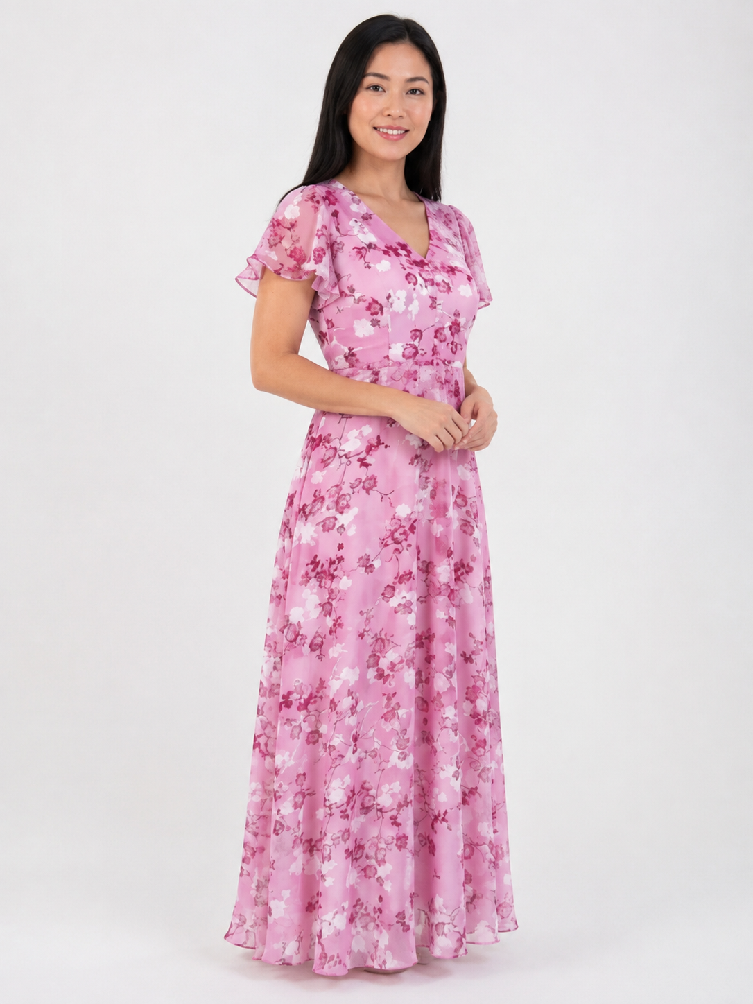 Ismeria | Floral Chiffon Maxi Dress