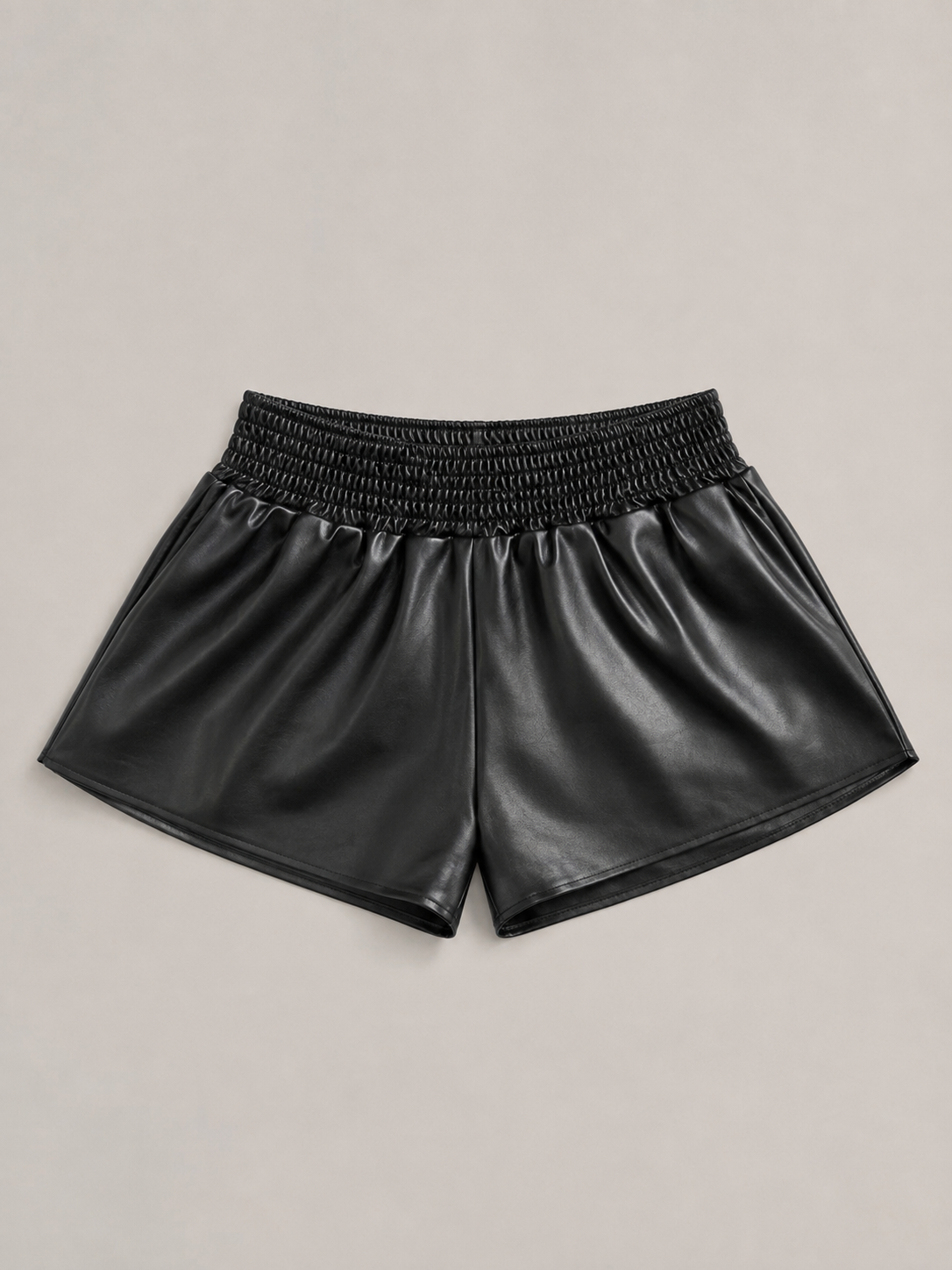 NIKKI Faux Leather Runner Shorts - Black