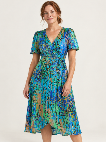 Zafrina | Abstract Pattern Midi Dress