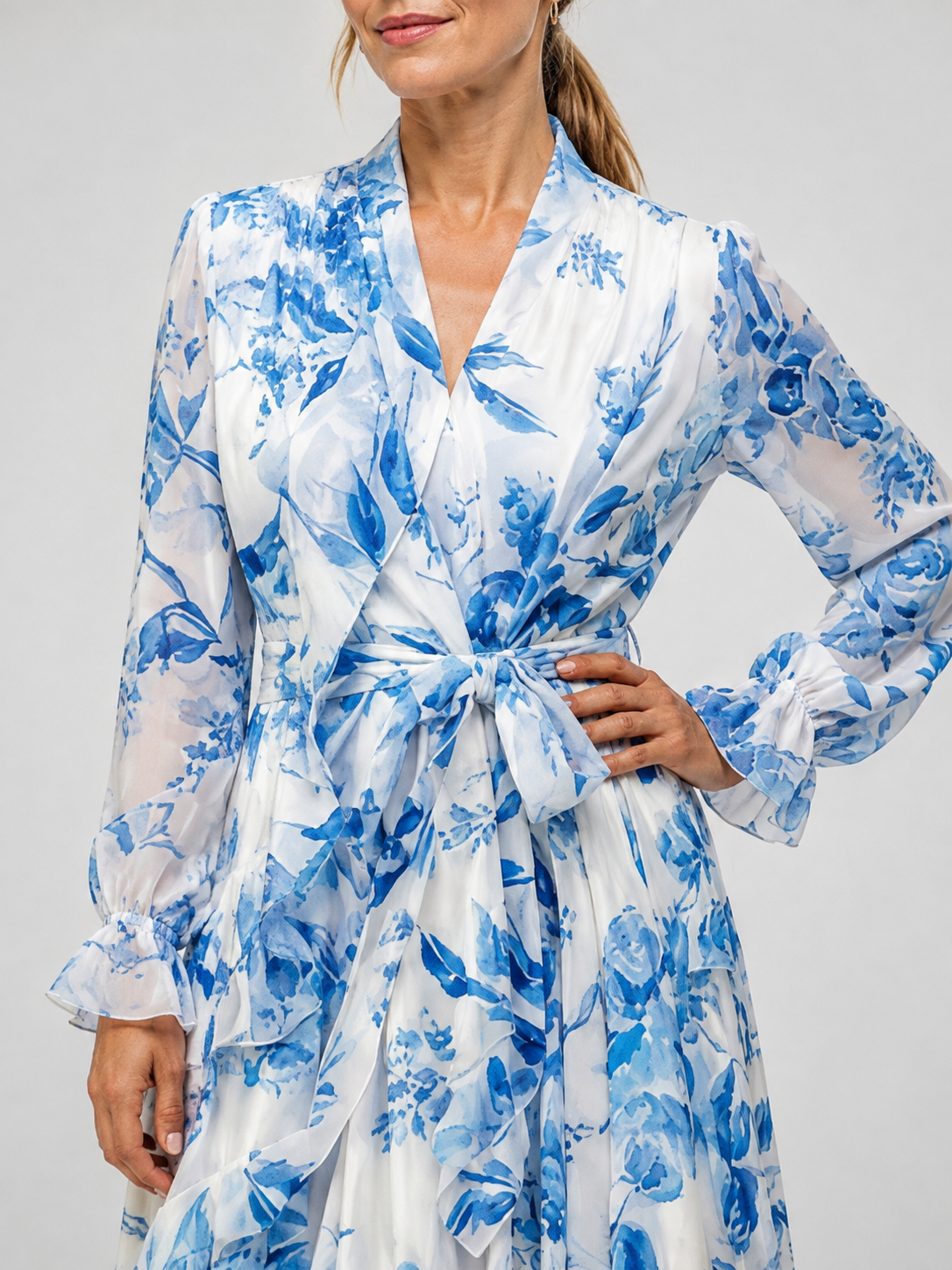Lillian | Floral Long Sleeve Wrap Maxi Dress