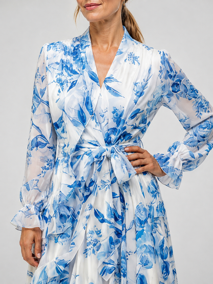 Lillian | Floral Long Sleeve Wrap Maxi Dress