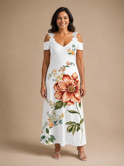 Camila | Floral Off-Shoulder A-Line Midi Dress