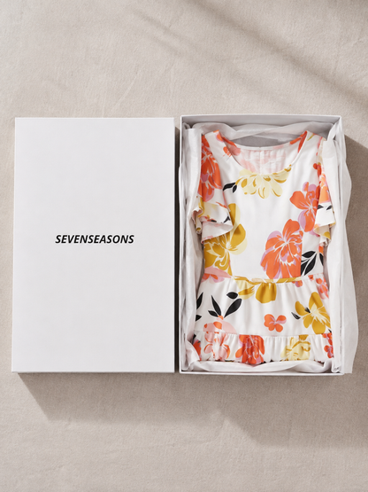 Elowen | Round Neck Short Sleeve Tiered Maxi Dress