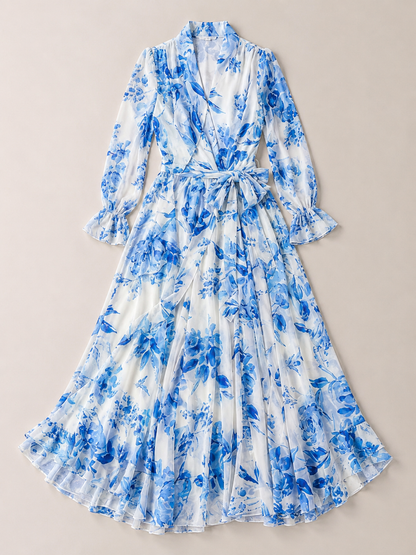 Lillian | Floral Long Sleeve Wrap Maxi Dress