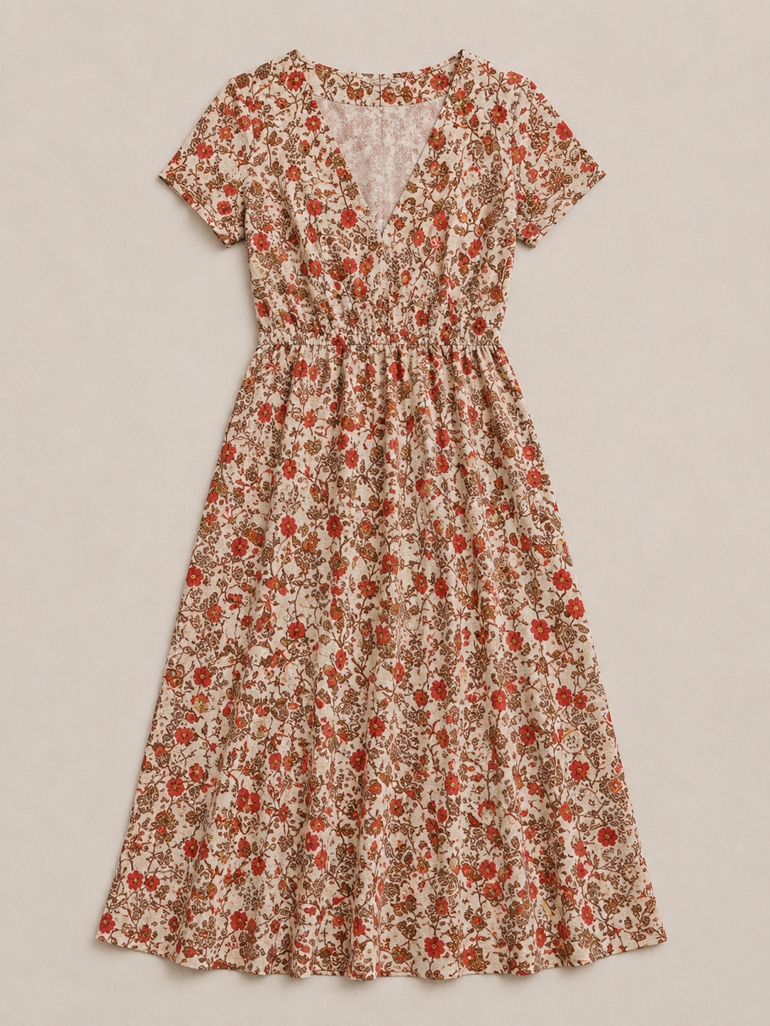 Lyra | Elegant Floral V-Neck Midi Dress