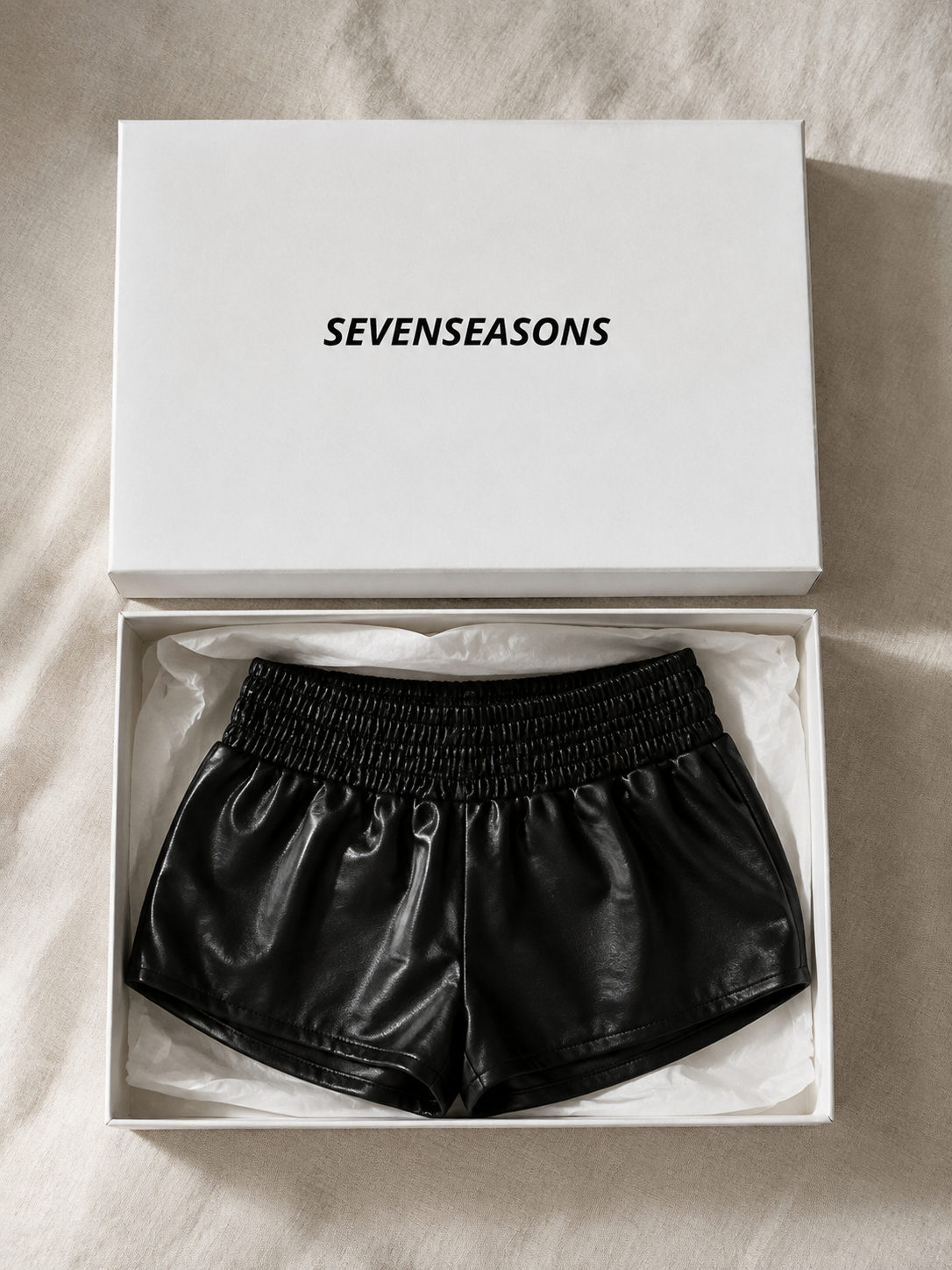 NIKKI Faux Leather Runner Shorts - Black