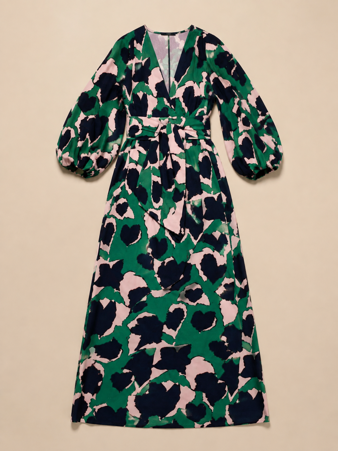 Isolde | V Neck Tie Waist Long Sleeve Maxi Dress