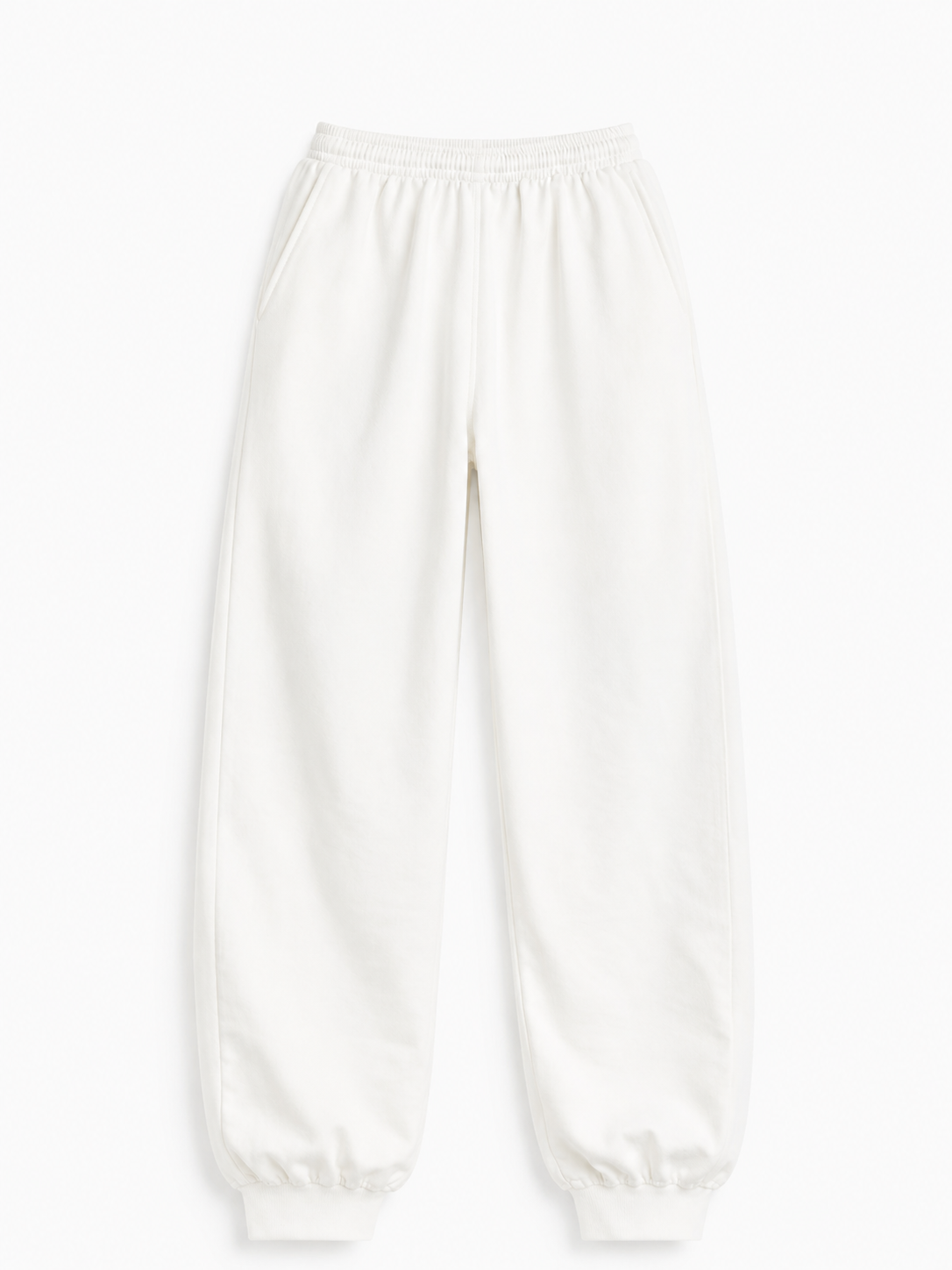 Barrel Leg Relaxed Joggers - White