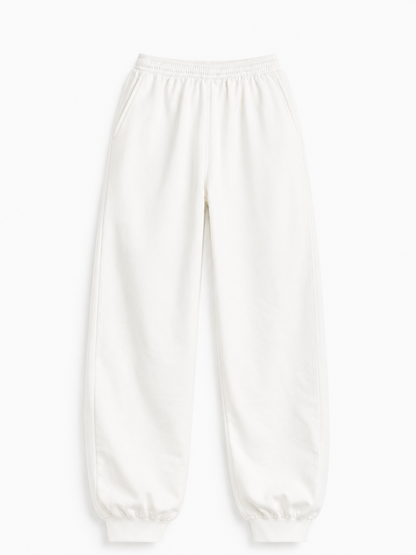 Barrel Leg Relaxed Joggers - White
