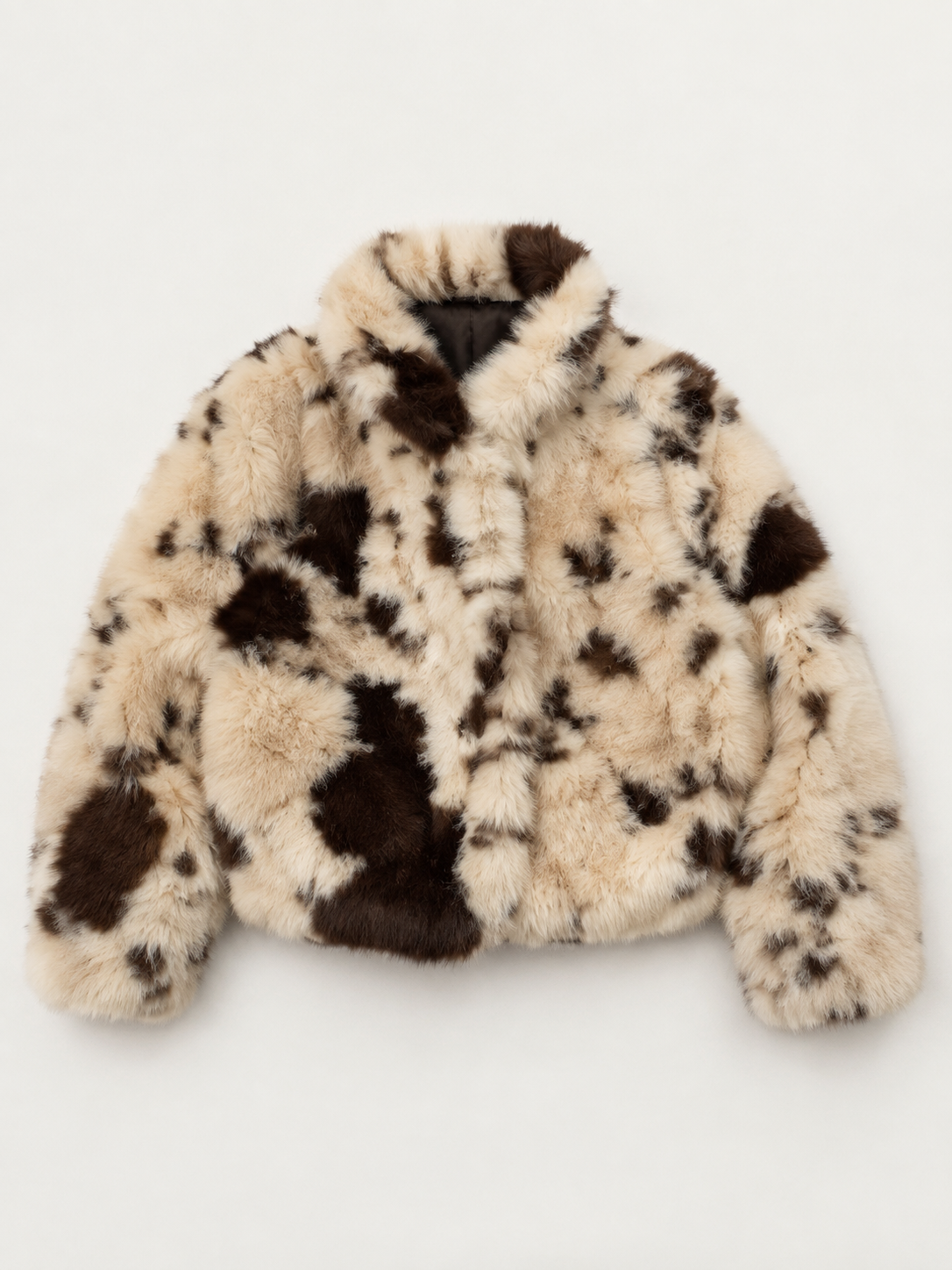 Faux Fur Jacket - Cow Print