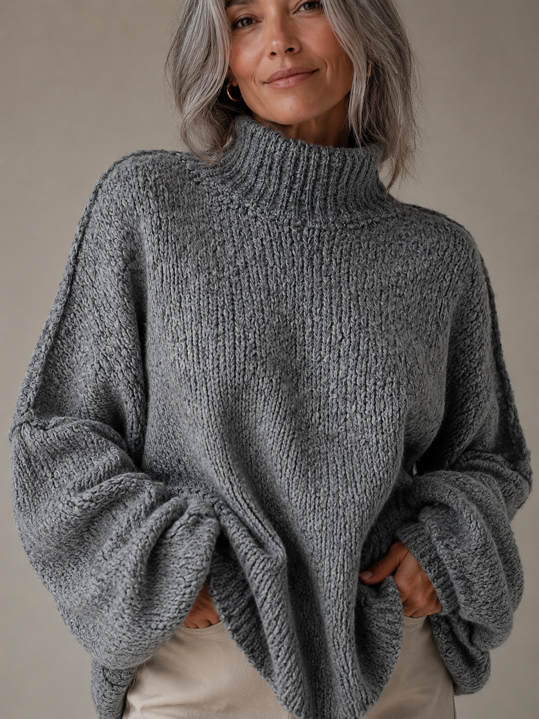 Oversized Knit Jumper - Dark Grey
