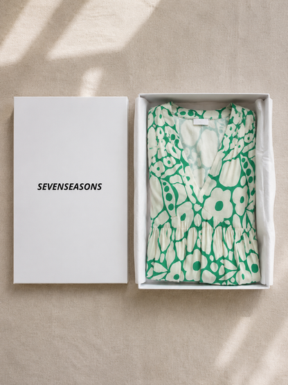 Zuleika | Short Sleeve V Neck Floral Midi Dress