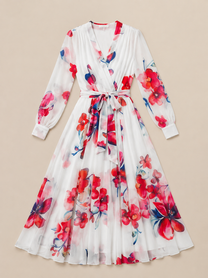Lillian | Floral Long Sleeve Wrap Maxi Dress