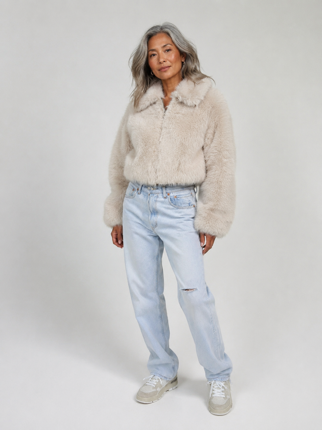 Faux Fur Jacket - Sand