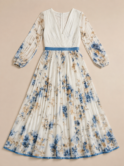 Violet & Grace™ | Long Sleeve V Neck Floral Maxi Dress