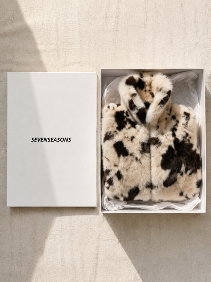 Faux Fur Jacket - Cow Print