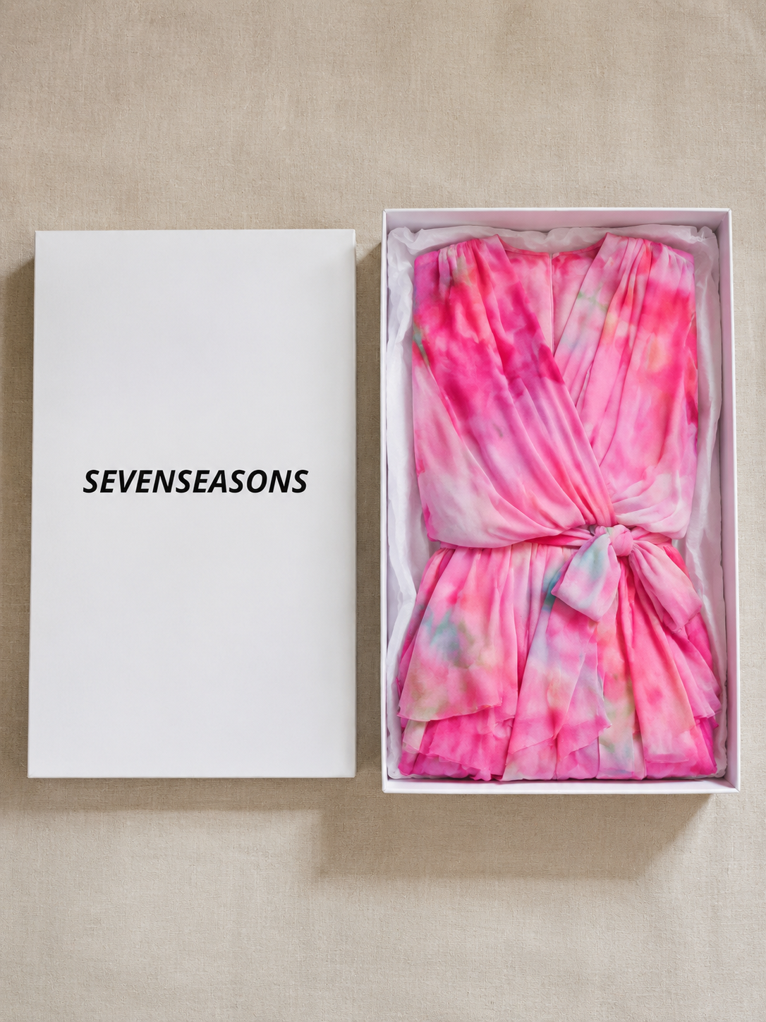 Calista | Sheer Layered V Neck Tie Waist Maxi Dress