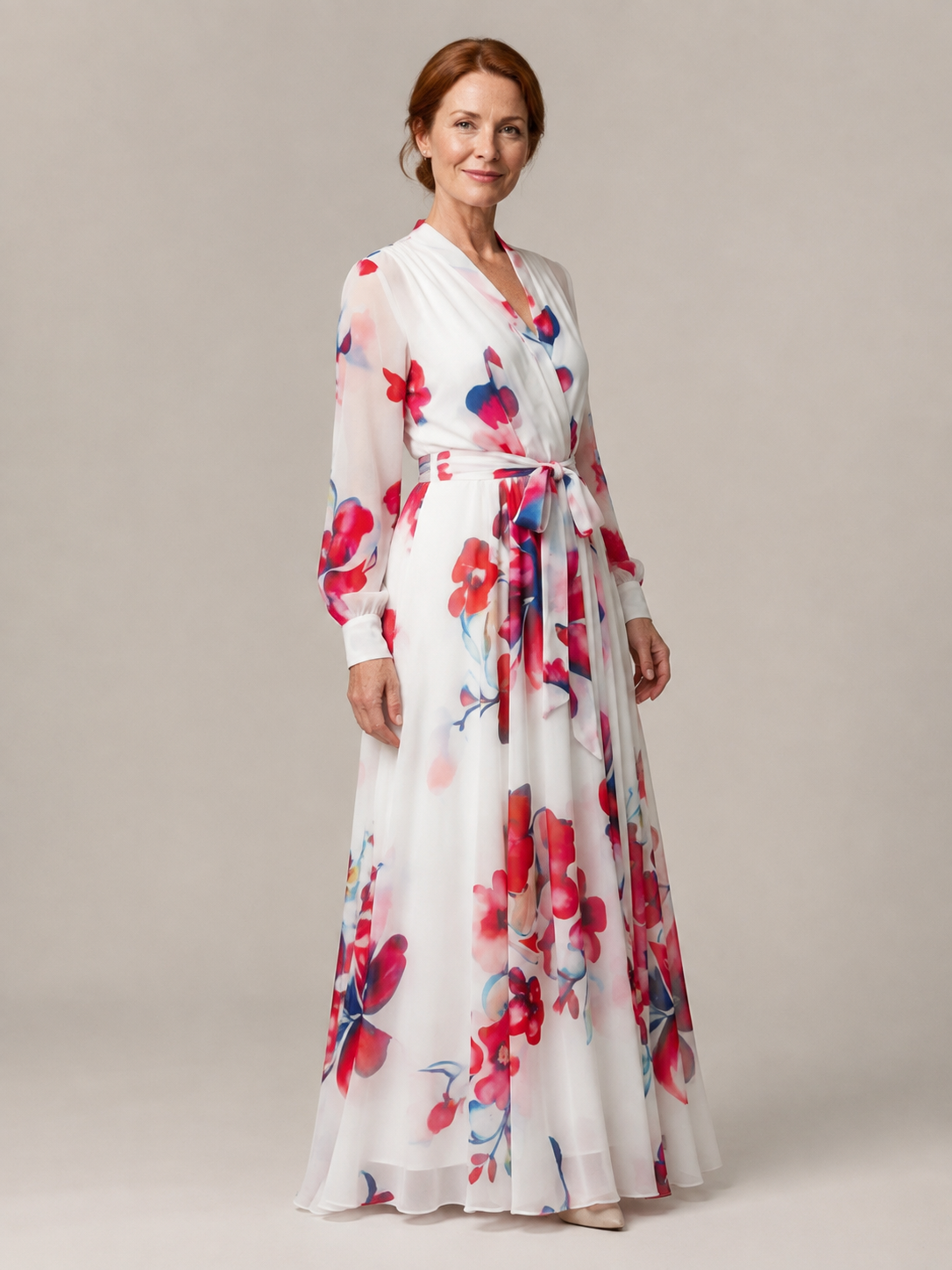 Lillian | Floral Long Sleeve Wrap Maxi Dress