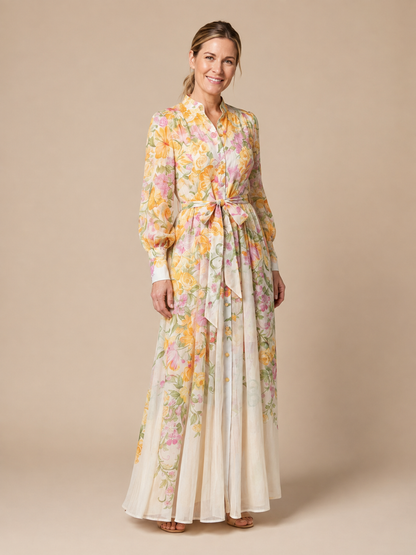 Cressida | Floral Sheer Long Sleeve Maxi Dress