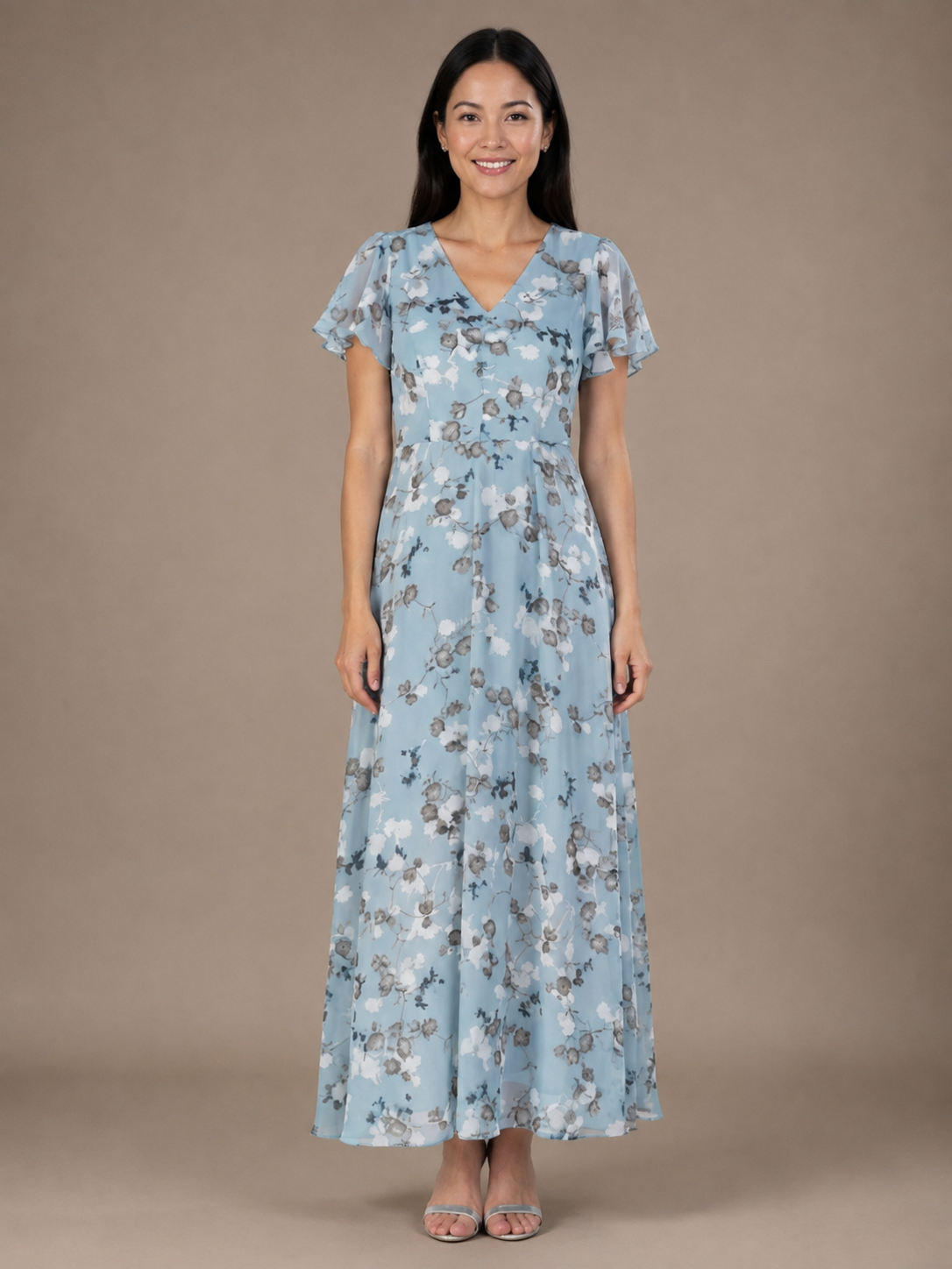 Ismeria | Floral Chiffon Maxi Dress