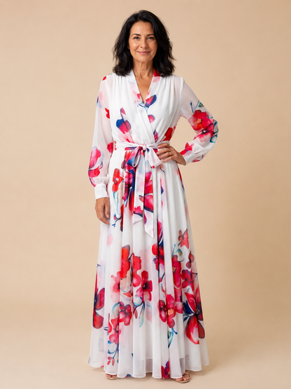 Lillian | Floral Long Sleeve Wrap Maxi Dress