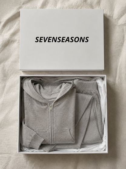 Hooded Knit Tracksuit - Grey