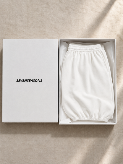 Barrel Leg Relaxed Joggers - White