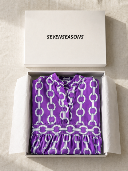 Ysolde | Three Quarter Sleeve Chain Pattern Midi Dress