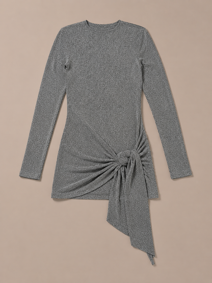 ASPEN Shimmer Tie Dress - Silver