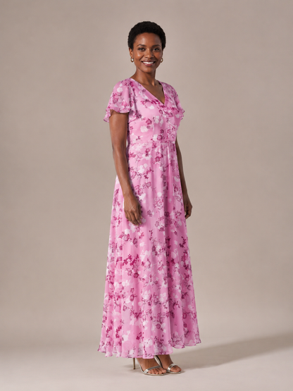 Ismeria | Floral Chiffon Maxi Dress