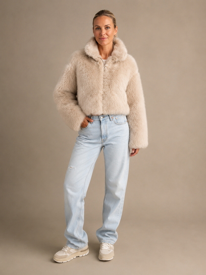 Faux Fur Jacket - Sand