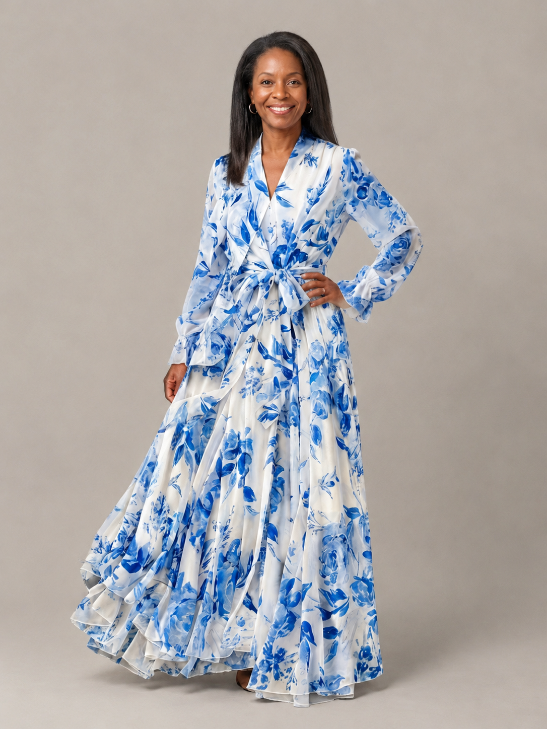 Lillian | Floral Long Sleeve Wrap Maxi Dress