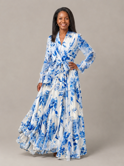 Lillian | Floral Long Sleeve Wrap Maxi Dress